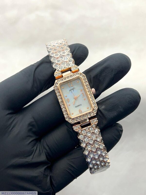 Women's Quartz Square Bracelet Watch - 1 Pc Water Resistant with Textured Strap