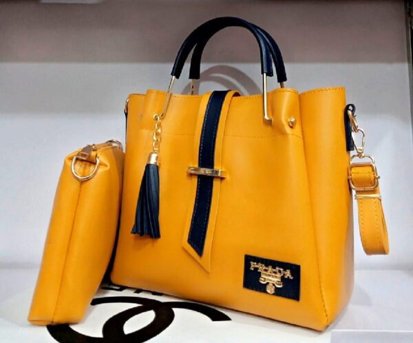 Women's PU Leather Plain Hand Bag Set