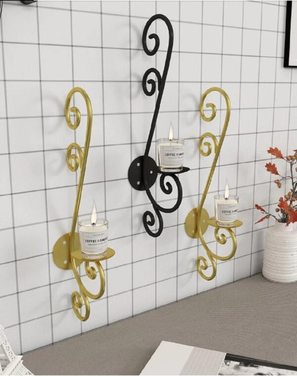 Stunning Golden & Black Candle Stand - 1 Pc Metal Decor