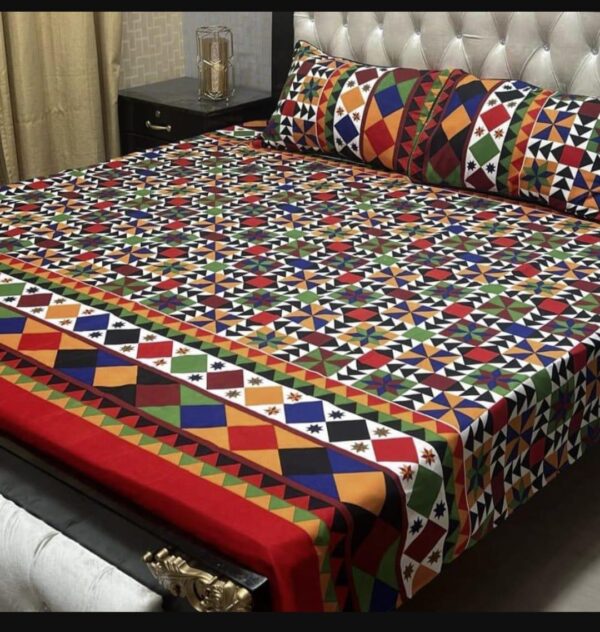 Vibrant Printed Double Bedsheet Set - 3 Pcs of Crystal Cotton Comfort!
