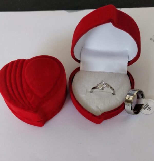 Stylish Silver Couple's Ring - 2 Pcs Set