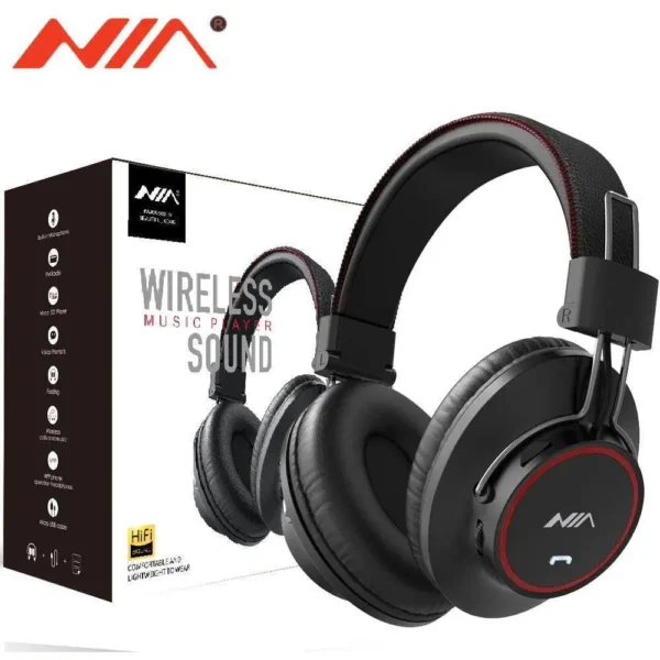 Black Gaming Headset - NIA S3000 Wireless Bluetooth Headphones