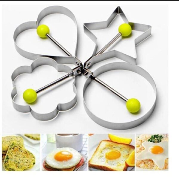 4 Pcs Stainless Steel Fried Egg Cooking Mold - In 4 Different Shapes