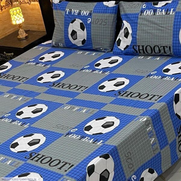 3 Pcs Cotton Printed Double Bedsheet