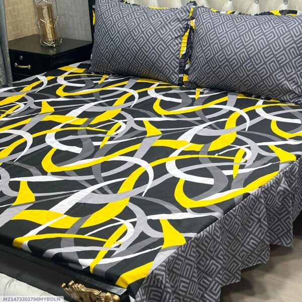 3 Pcs Cotton Salonica Frill Double Bedsheet