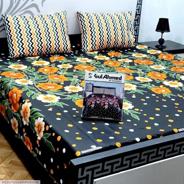 3 Pcs Cotton Salonica Printed Double Bedsheet