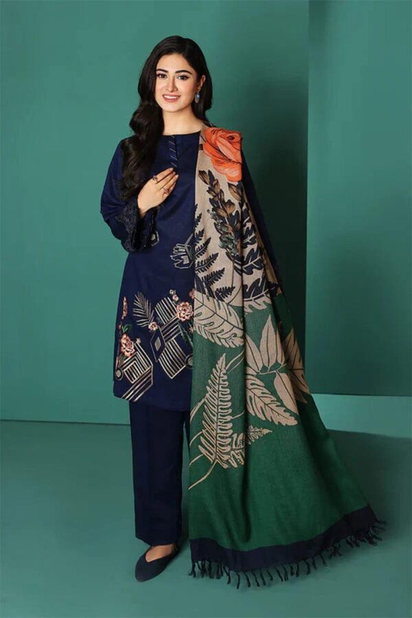 3 Pcs Women's Unstitched Embroidered Suit