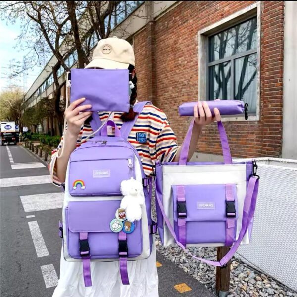 4 Pcs Girl's Nylon Backpack Set