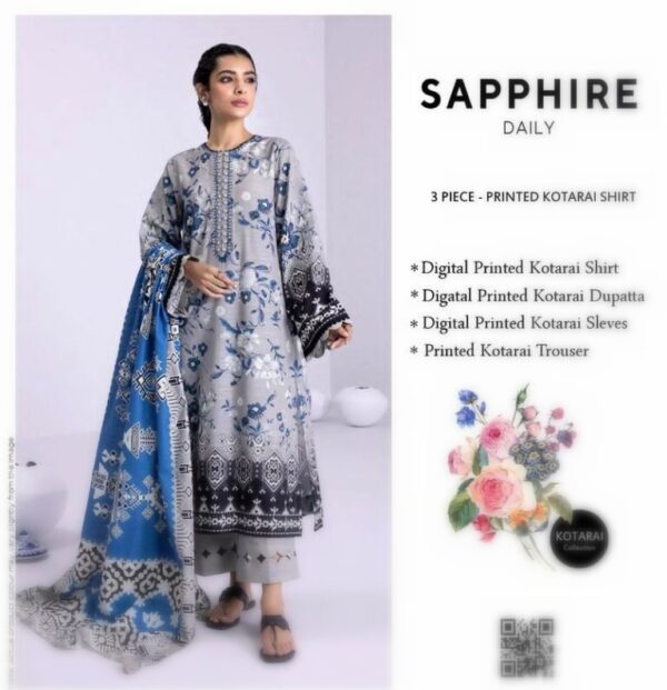 3 Pcs Women's Unstitched Courtrai Printed Suit