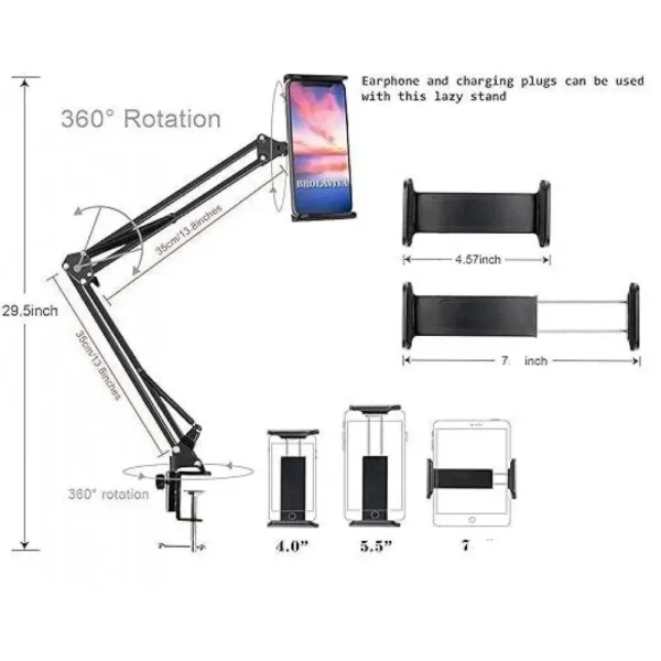 Universal Adjustable Aluminum Stand for Mobile & Tablets (4 to 7 Inch)