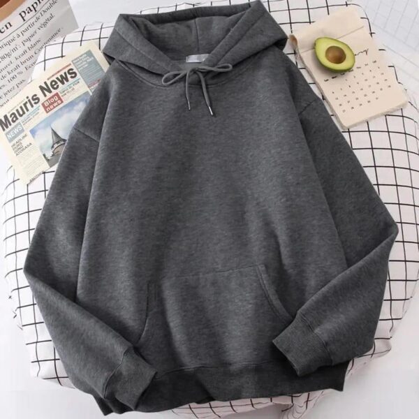 Men's Grey Fleece Hoodie - Stylish Comfort in Plain Design