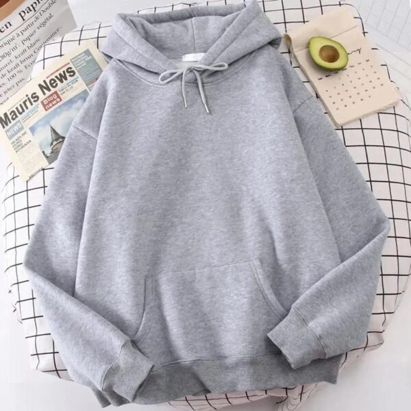 Men's Grey Fleece Hoodie - Stylish Comfort in Plain Design