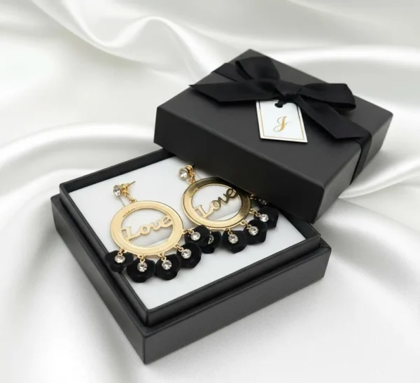 Stylish 2 Pcs Alloy Earrings in Vibrant Red, Black, White, Pink, and Blue Colors